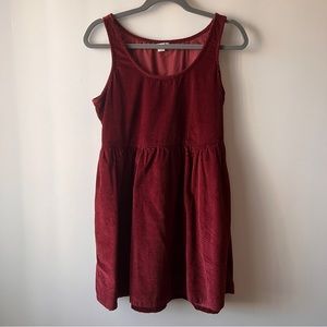 American Eagle (AE) Corduroy Babydoll Mini Dress - Red, Small